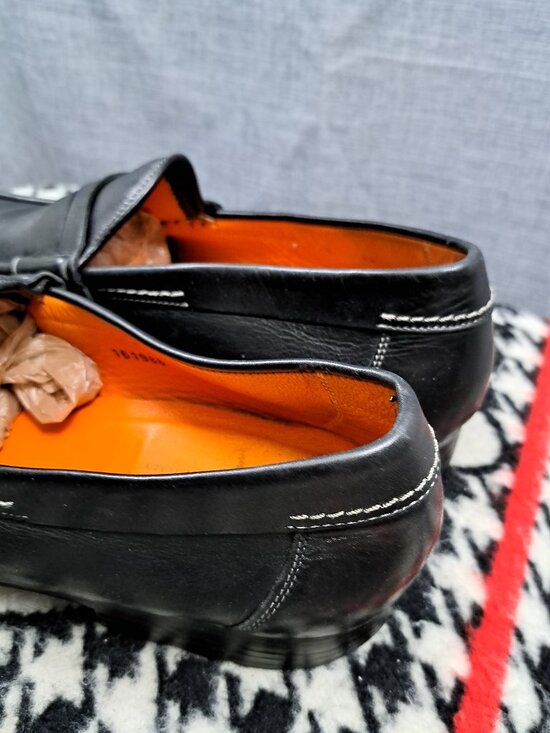 Santoni Leather Loafers Black Men\'s Dress Shoes Size 12 main image 10